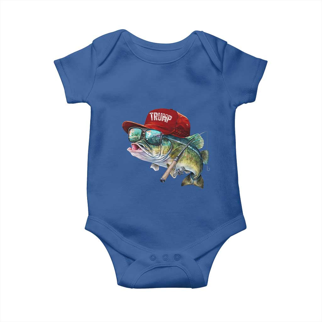 Trump Fishing Baby Onesie American Flag Bass Fish Fisherman TS10 Royal Blue Print Your Wear