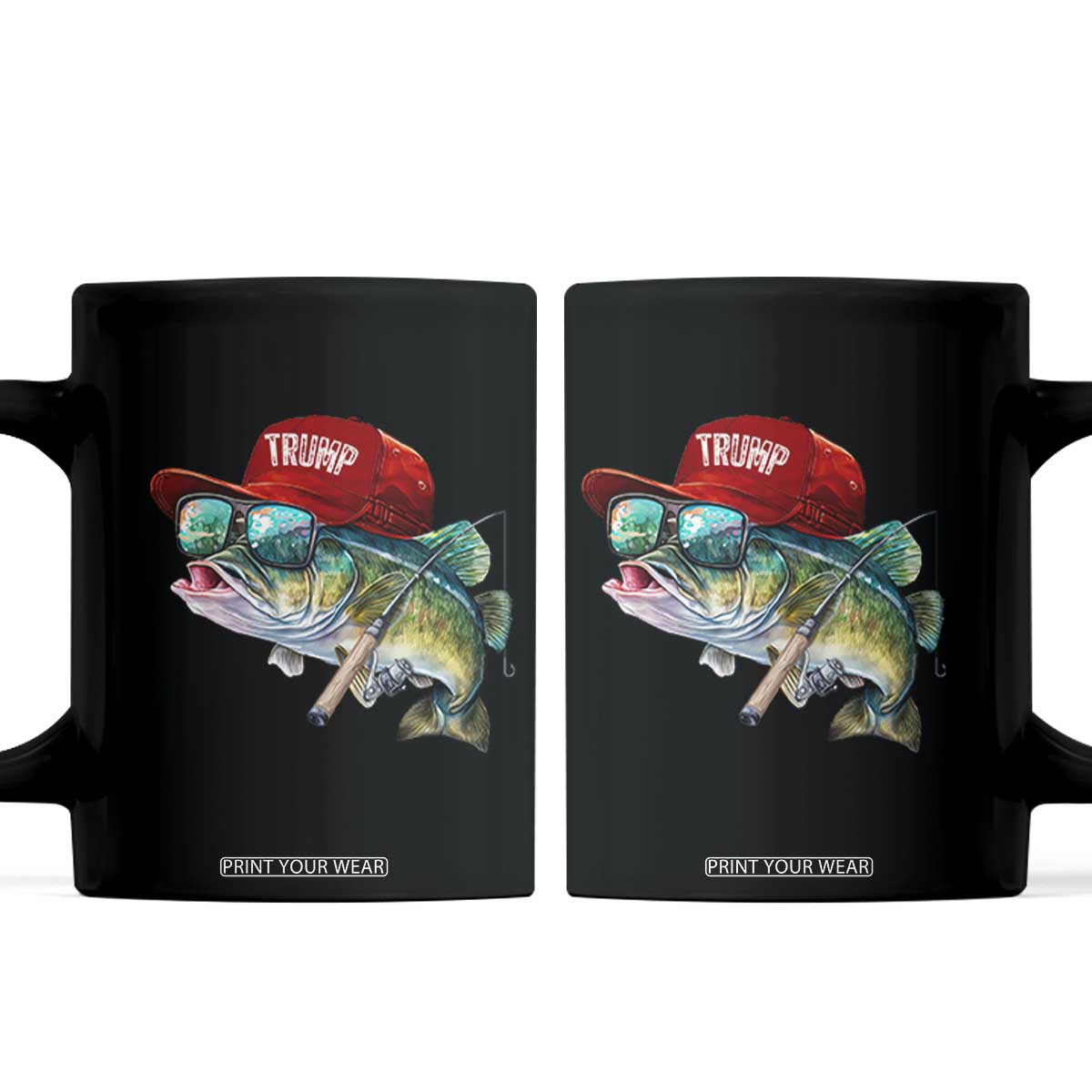 Trump Fishing Coffee Mug American Flag Bass Fish Fisherman TS10 Black Print Your Wear