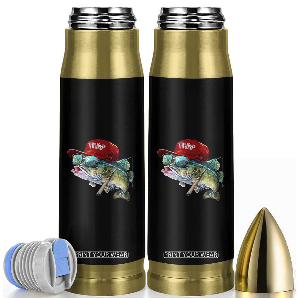 Trump Fishing Bullet Tumbler American Flag Bass Fish Fisherman TS10 Black Print Your Wear