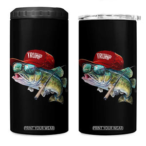 Trump Fishing 4 in 1 Can Cooler Tumbler American Flag Bass Fish Fisherman - Print Your Wear