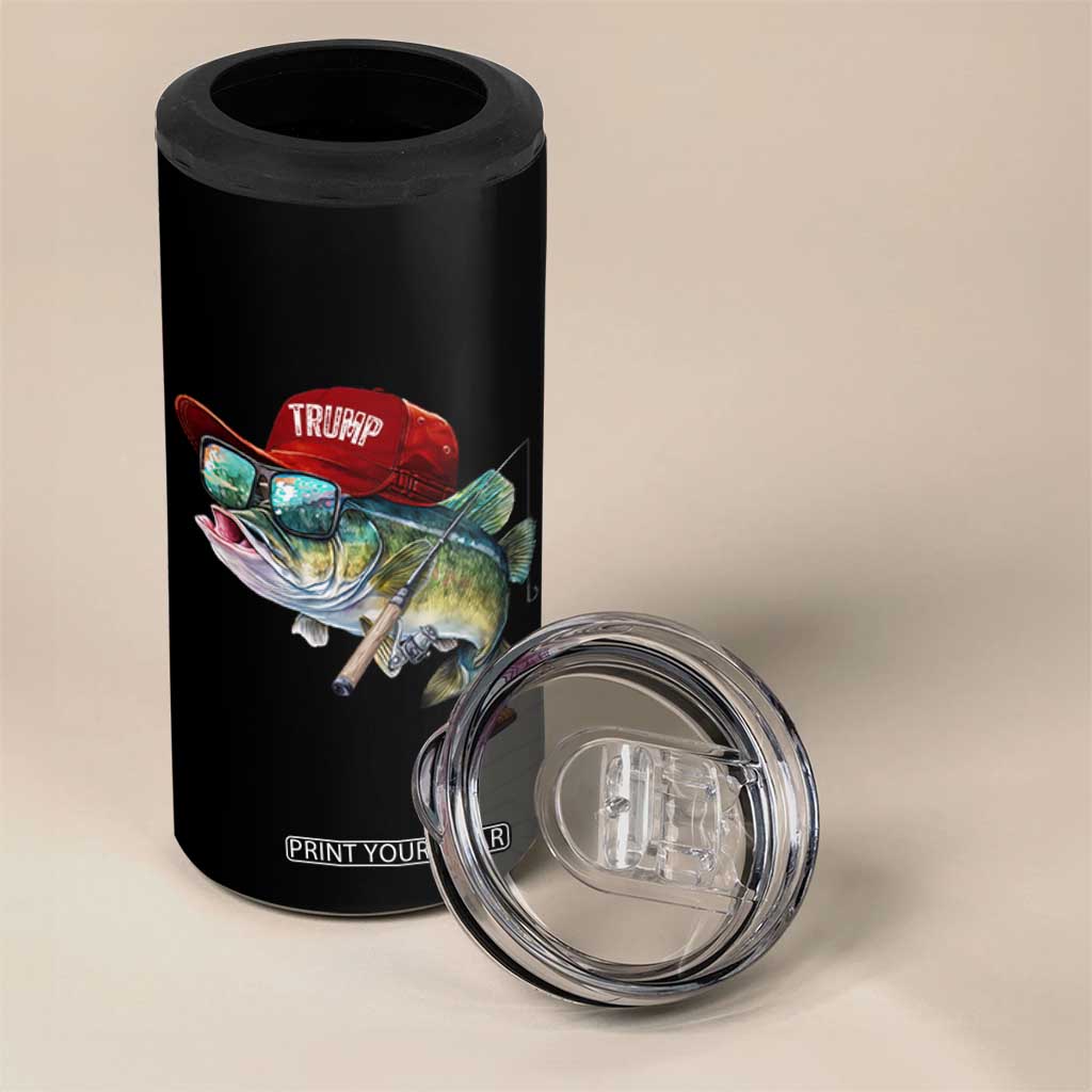Trump Fishing 4 in 1 Can Cooler Tumbler American Flag Bass Fish Fisherman TS10 Print Your Wear