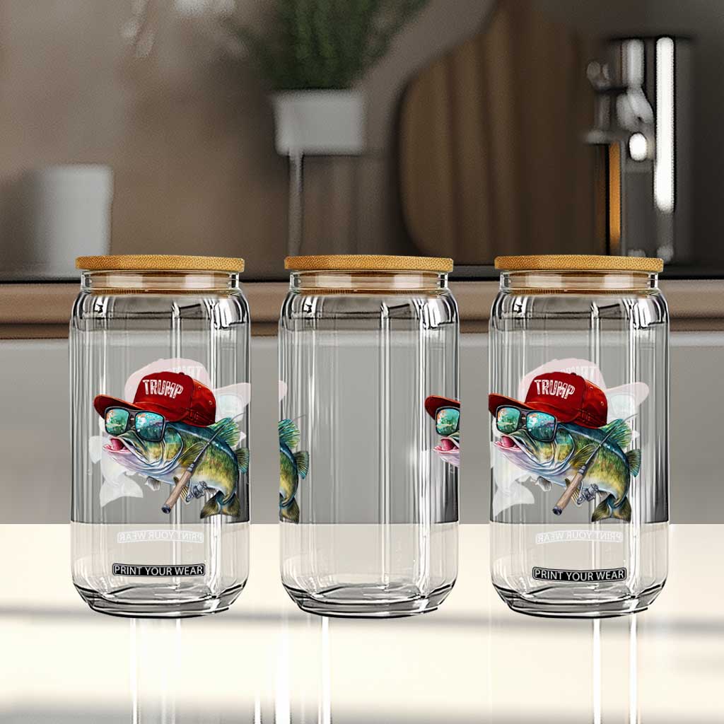 Trump Fishing Glass Can American Flag Bass Fish Fisherman TS10 Print Your Wear
