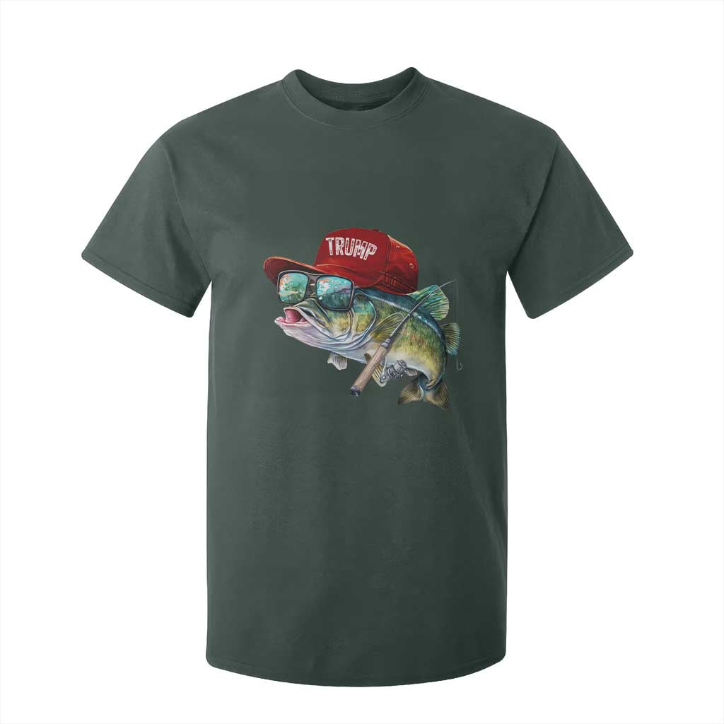 Trump Fishing T Shirt For Kid American Flag Bass Fish Fisherman TS10 Dark Forest Green Print Your Wear
