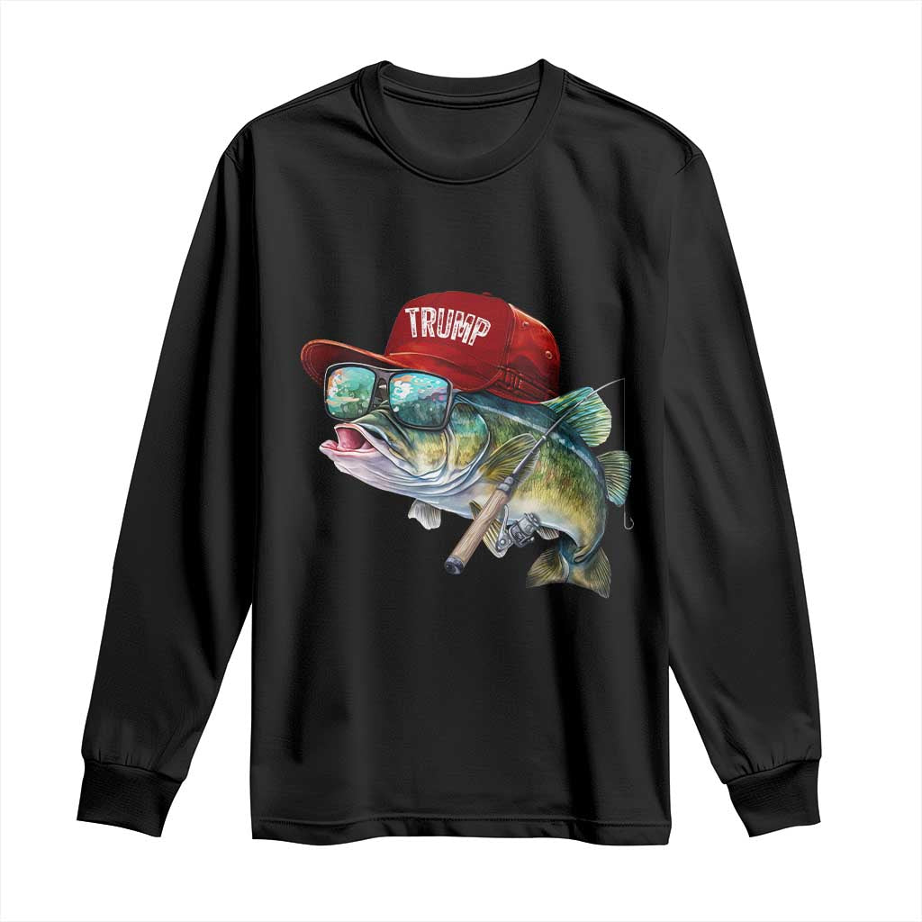 Trump Fishing Long Sleeve Shirt American Flag Bass Fish Fisherman TS10 Black Print Your Wear