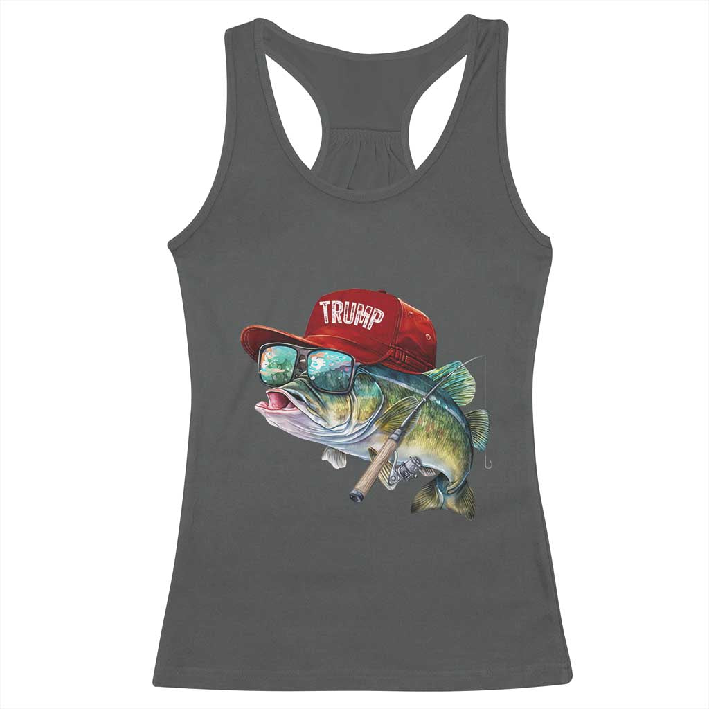 Trump Fishing Racerback Tank Top American Flag Bass Fish Fisherman TS10 Dark Heather Print Your Wear