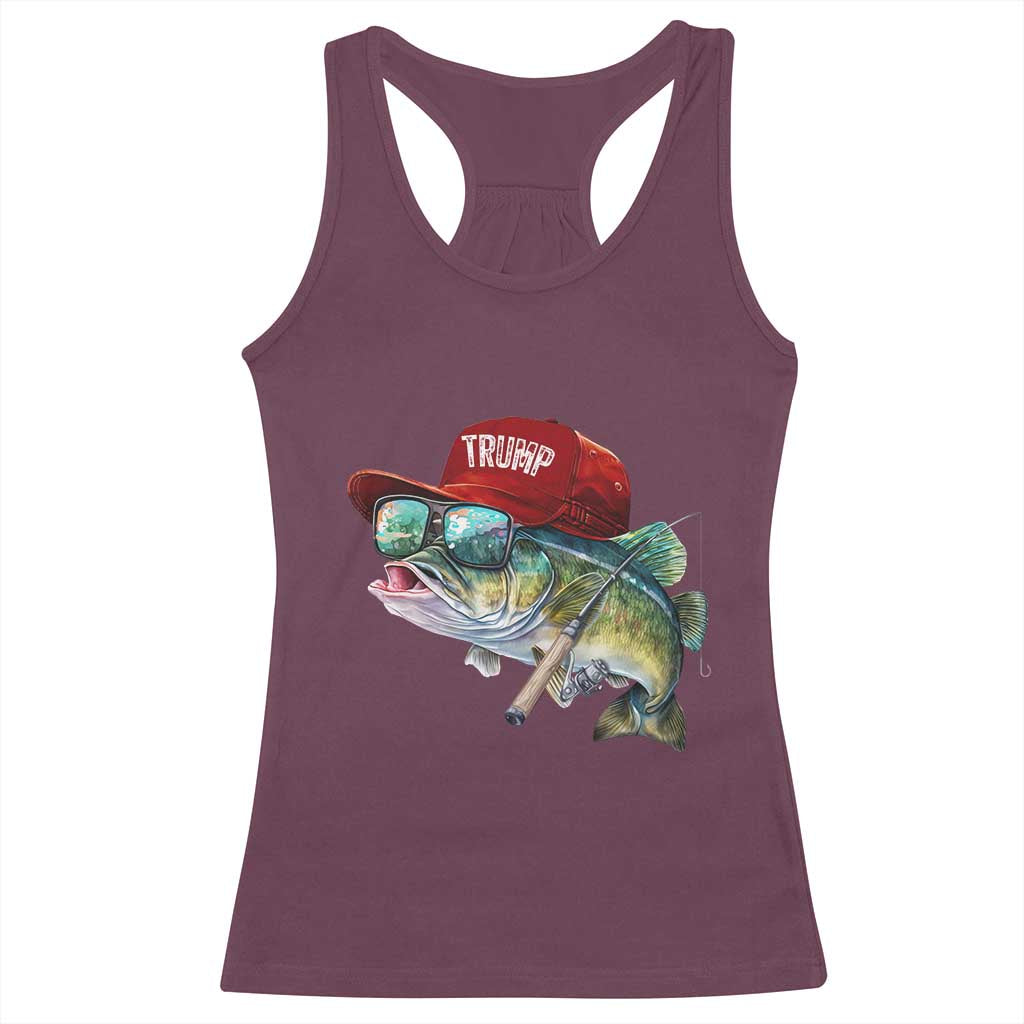 Trump Fishing Racerback Tank Top American Flag Bass Fish Fisherman TS10 Maroon Print Your Wear