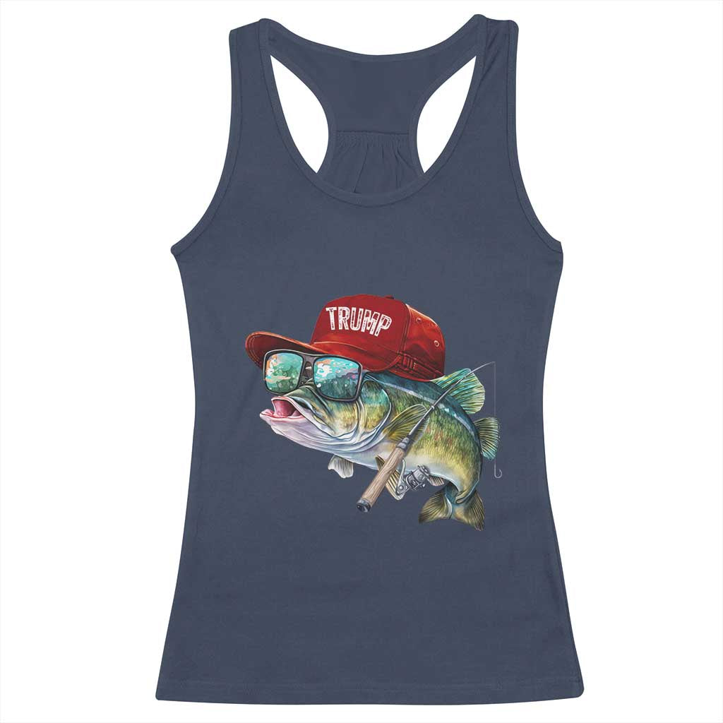 Trump Fishing Racerback Tank Top American Flag Bass Fish Fisherman TS10 Navy Print Your Wear