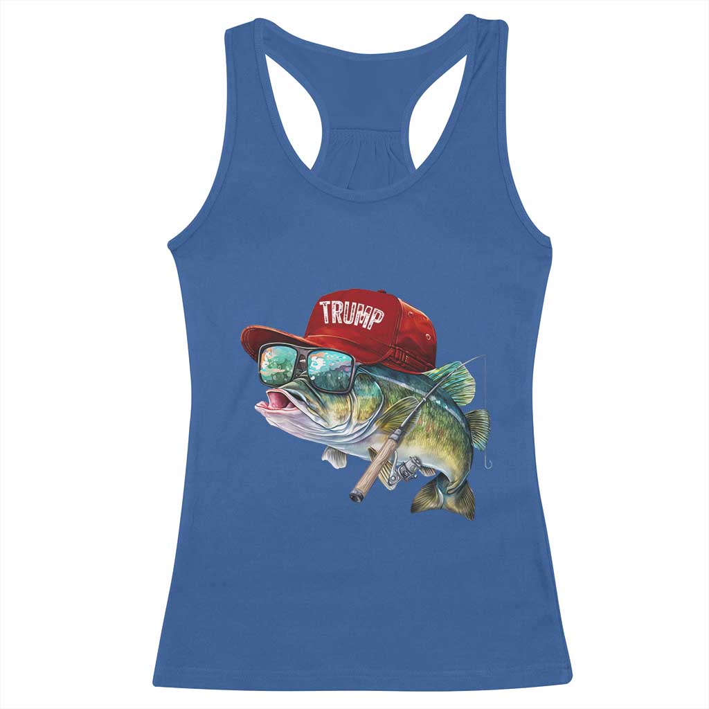 Trump Fishing Racerback Tank Top American Flag Bass Fish Fisherman TS10 Royal Blue Print Your Wear