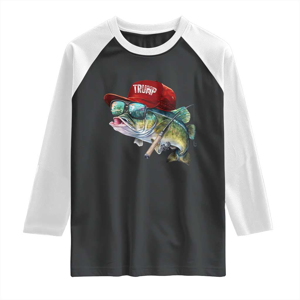 Trump Fishing Raglan Shirt American Flag Bass Fish Fisherman TS10 Black White Print Your Wear