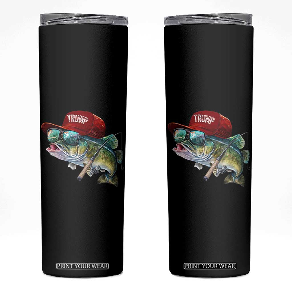 Trump Fishing Skinny Tumbler American Flag Bass Fish Fisherman TS10 Black Print Your Wear