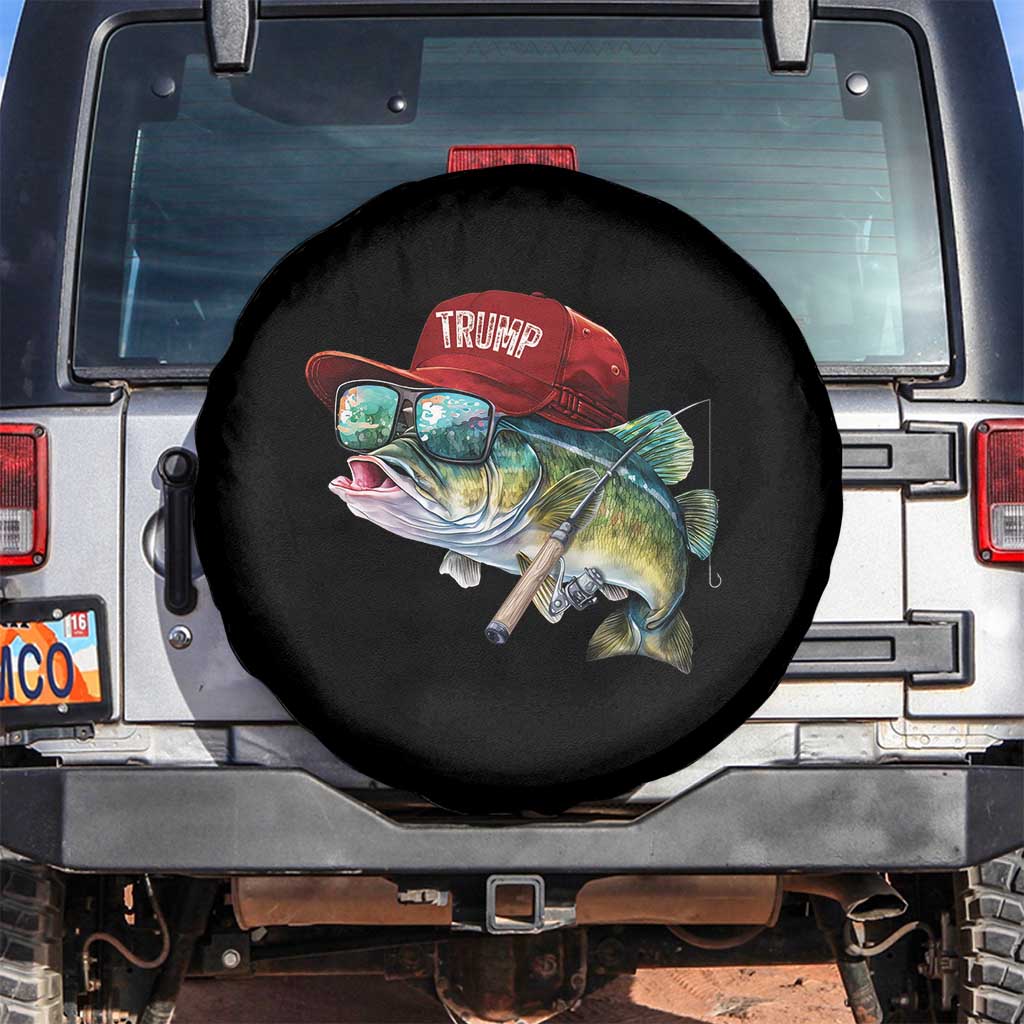 Trump Fishing Spare Tire Cover American Flag Bass Fish Fisherman TS10 No hole Black Print Your Wear