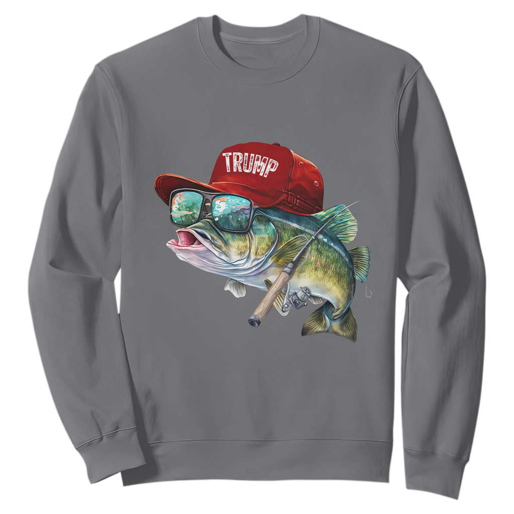 Trump Fishing Sweatshirt American Flag Bass Fish Fisherman TS10 Charcoal Print Your Wear