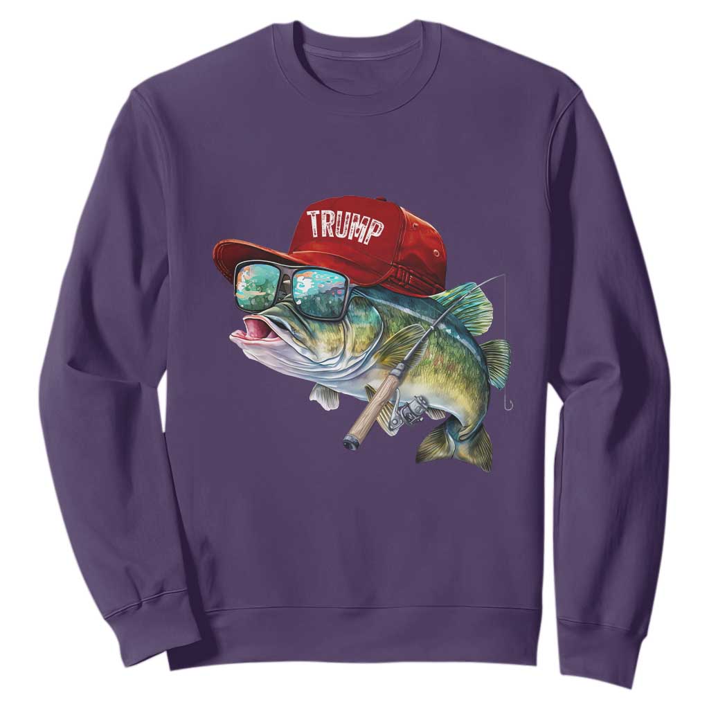 Trump Fishing Sweatshirt American Flag Bass Fish Fisherman TS10 Purple Print Your Wear