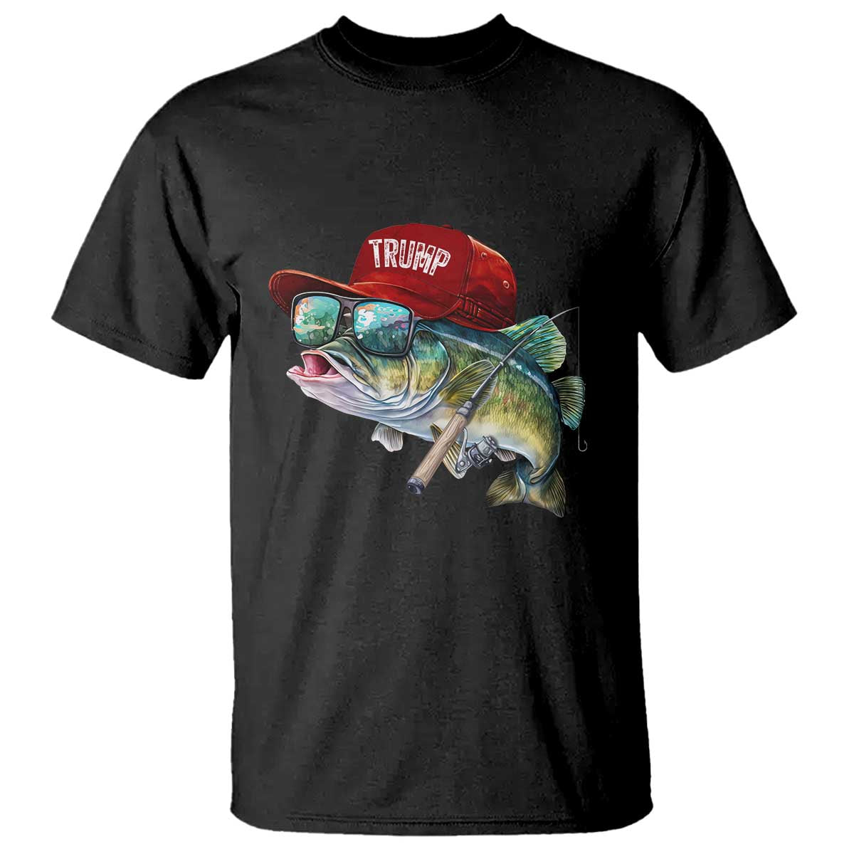 Trump Fishing T Shirt American Flag Bass Fish Fisherman TS10 Black Print Your Wear