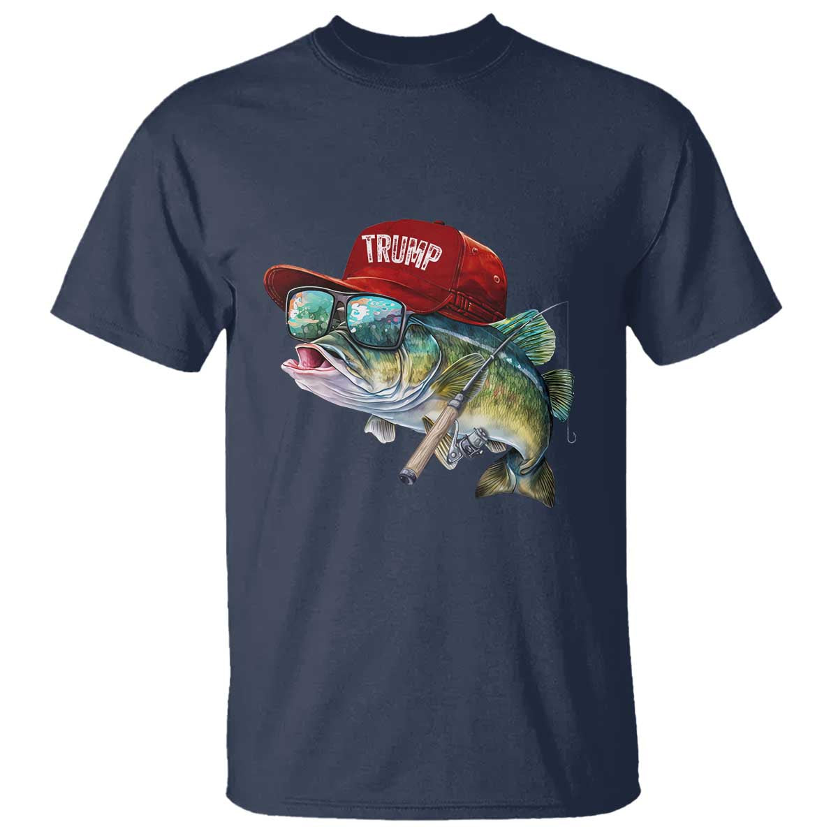 Trump Fishing T Shirt American Flag Bass Fish Fisherman TS10 Navy Print Your Wear