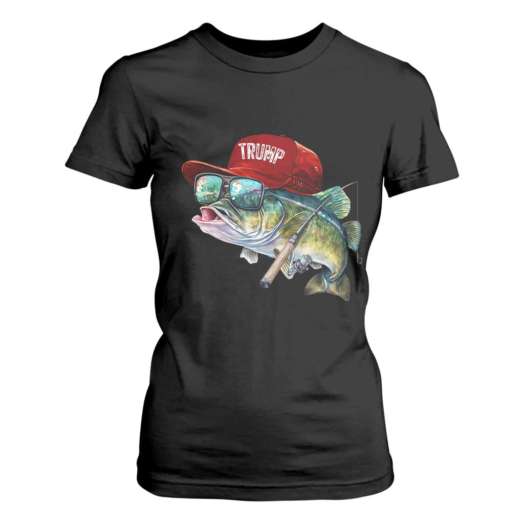 Trump Fishing T Shirt For Women American Flag Bass Fish Fisherman TS10 Black Print Your Wear