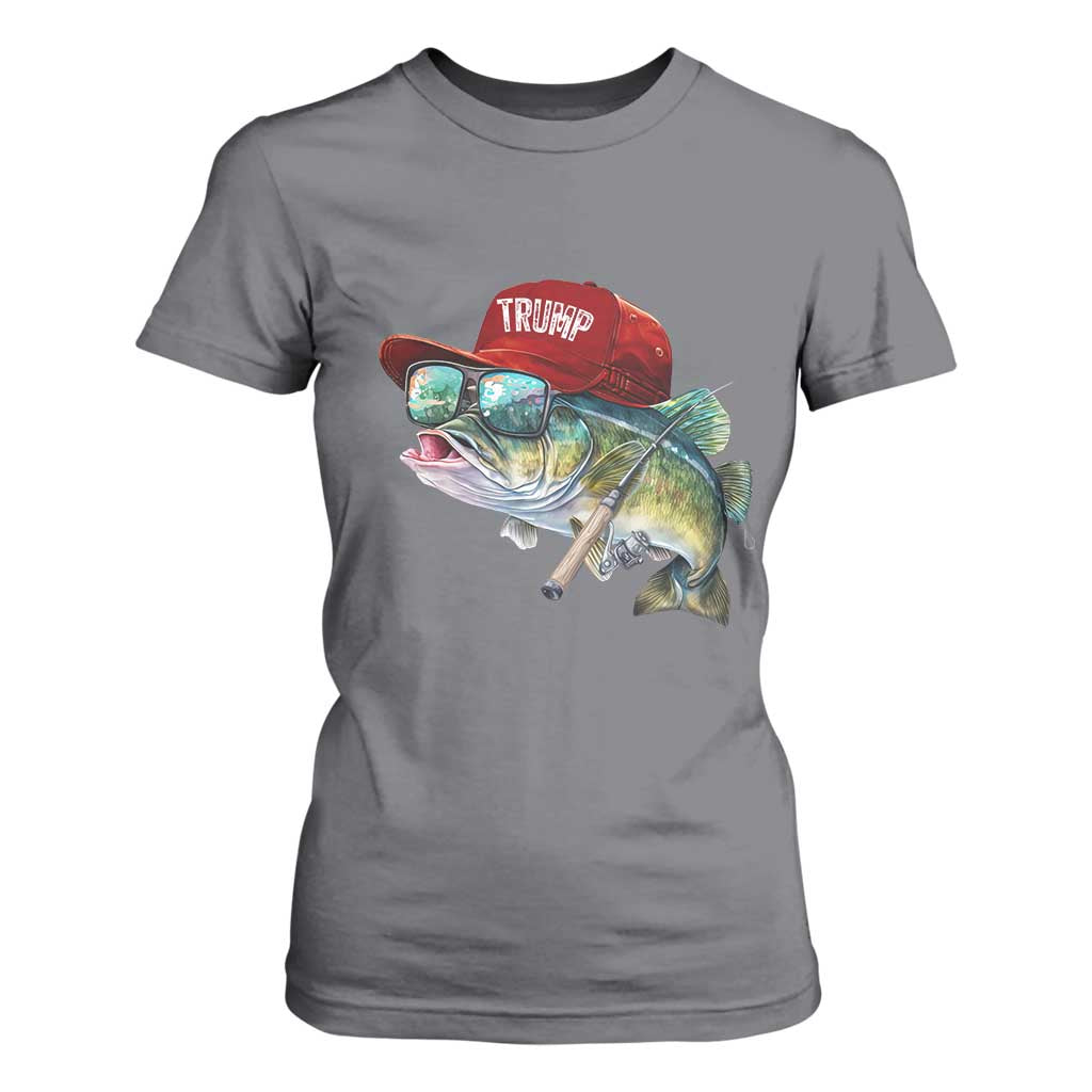 Trump Fishing T Shirt For Women American Flag Bass Fish Fisherman TS10 Charcoal Print Your Wear