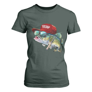Trump Fishing T Shirt For Women American Flag Bass Fish Fisherman TS10 Dark Forest Green Print Your Wear