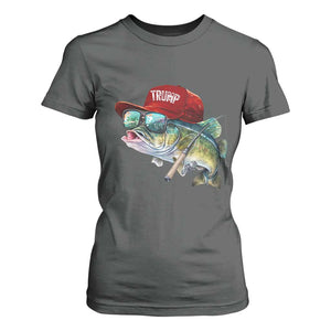 Trump Fishing T Shirt For Women American Flag Bass Fish Fisherman TS10 Dark Heather Print Your Wear