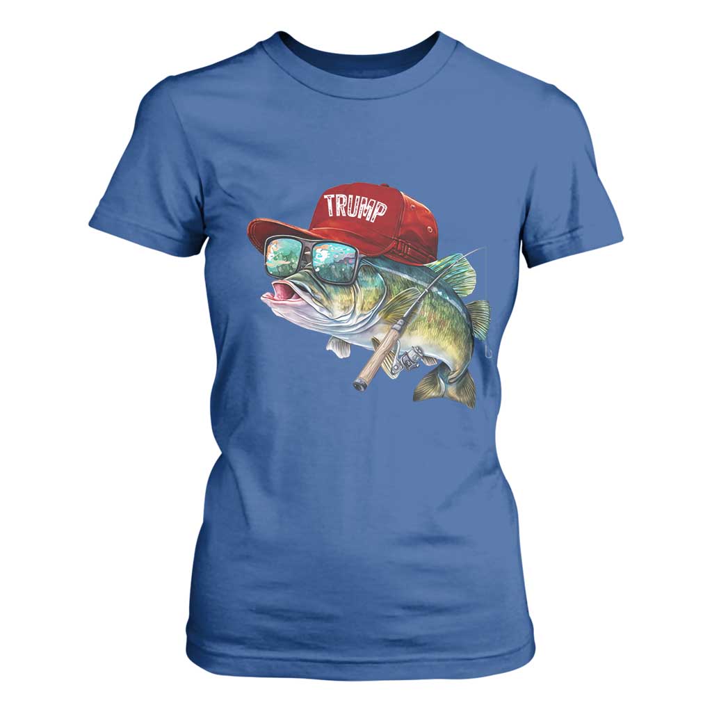 Trump Fishing T Shirt For Women American Flag Bass Fish Fisherman TS10 Royal Blue Print Your Wear