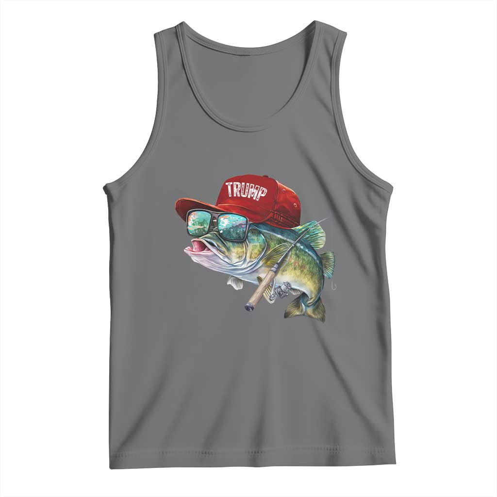 Trump Fishing Tank Top American Flag Bass Fish Fisherman TS10 Black Heather Print Your Wear