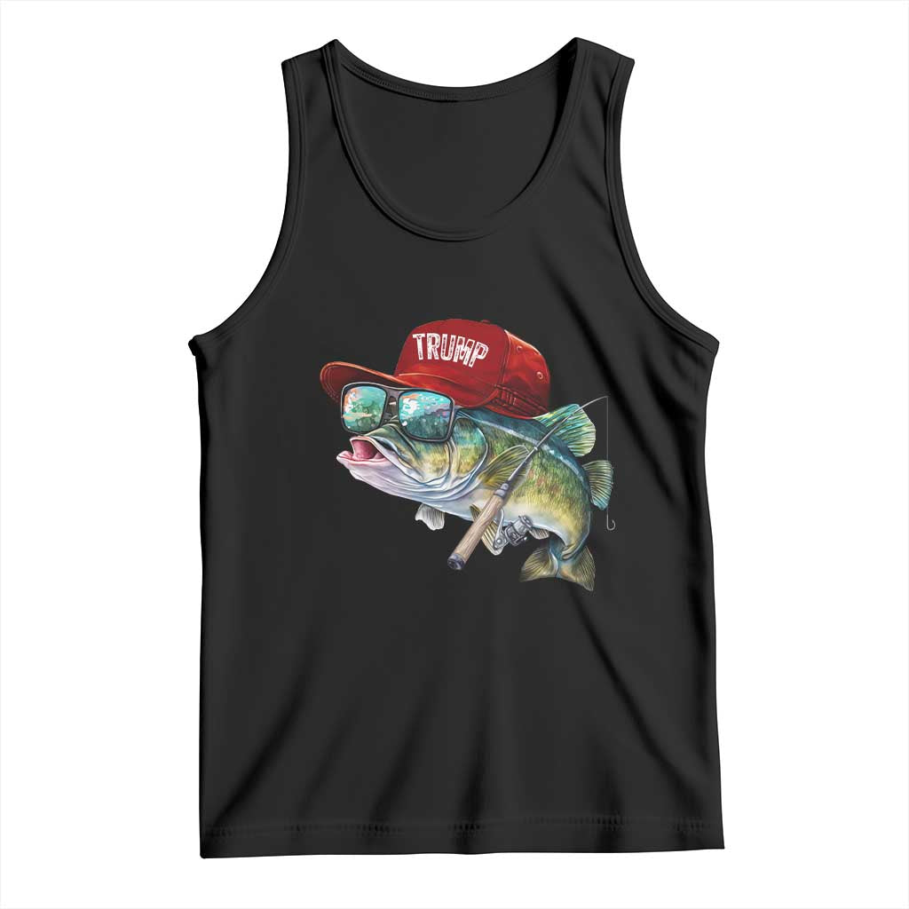 Trump Fishing Tank Top American Flag Bass Fish Fisherman TS10 Black Print Your Wear
