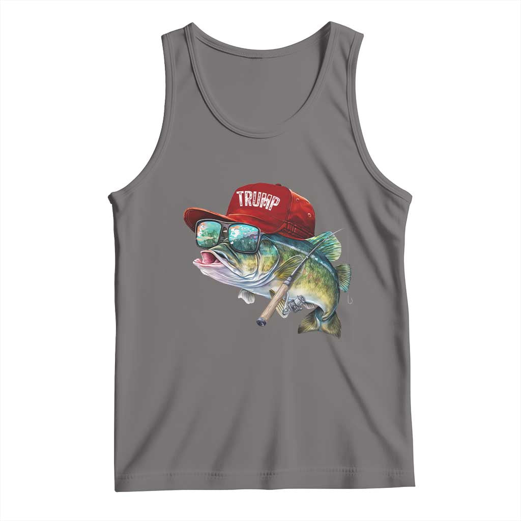 Trump Fishing Tank Top American Flag Bass Fish Fisherman TS10 Deep Heather Print Your Wear