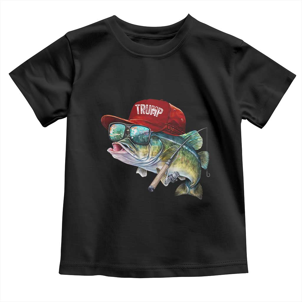 Trump Fishing Toddler T Shirt American Flag Bass Fish Fisherman TS10 Black Print Your Wear