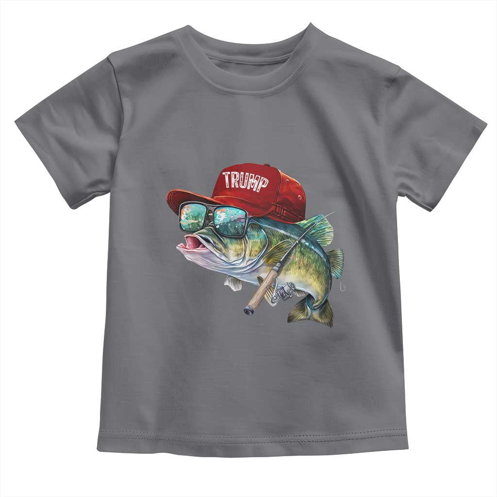 Trump Fishing Toddler T Shirt American Flag Bass Fish Fisherman TS10 Charcoal Print Your Wear
