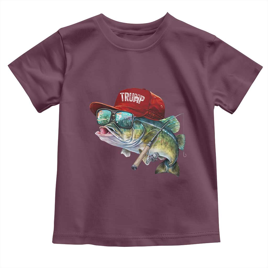 Trump Fishing Toddler T Shirt American Flag Bass Fish Fisherman TS10 Maroon Print Your Wear
