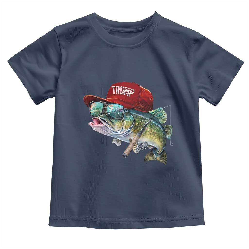 Trump Fishing Toddler T Shirt American Flag Bass Fish Fisherman TS10 Navy Print Your Wear