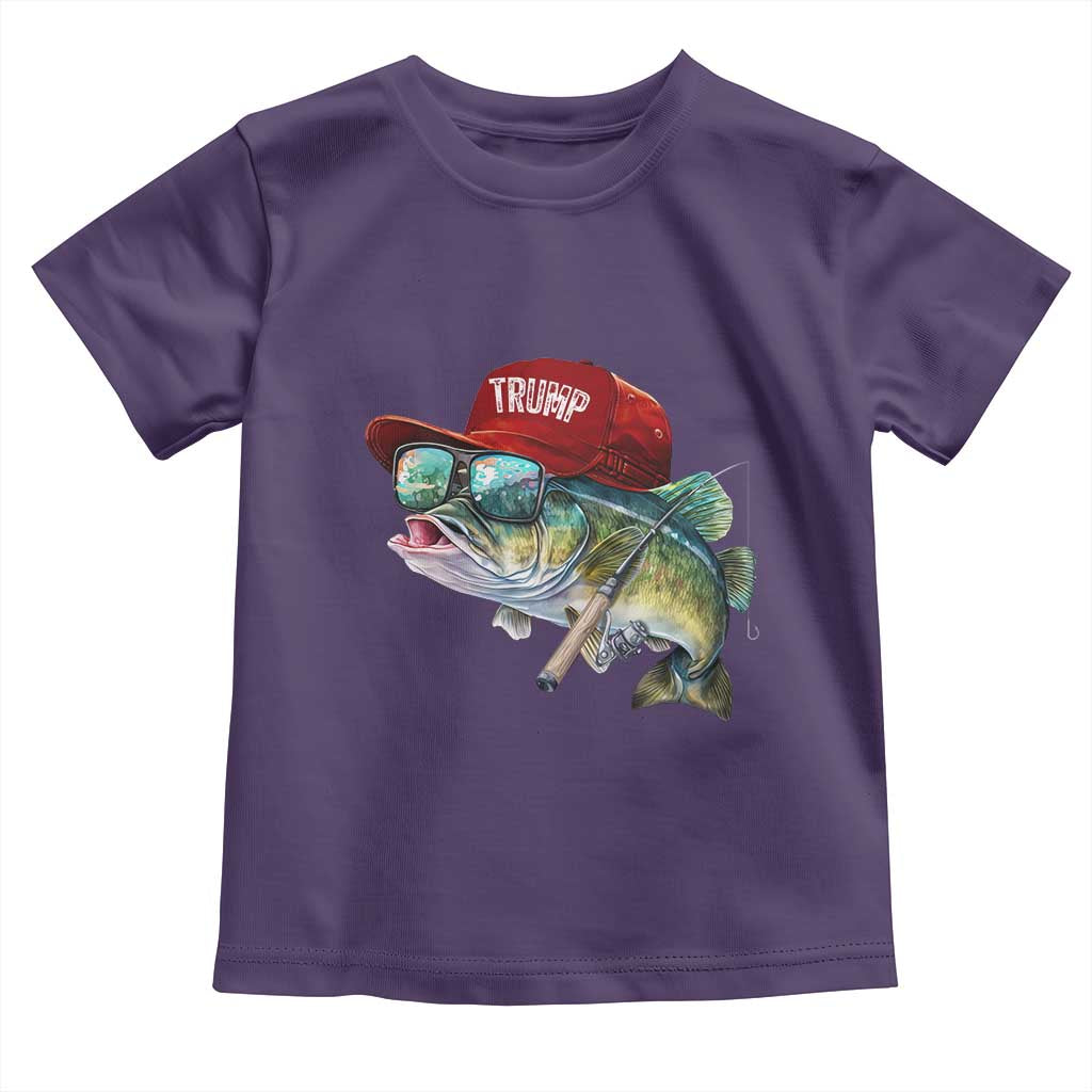Trump Fishing Toddler T Shirt American Flag Bass Fish Fisherman TS10 Purple Print Your Wear