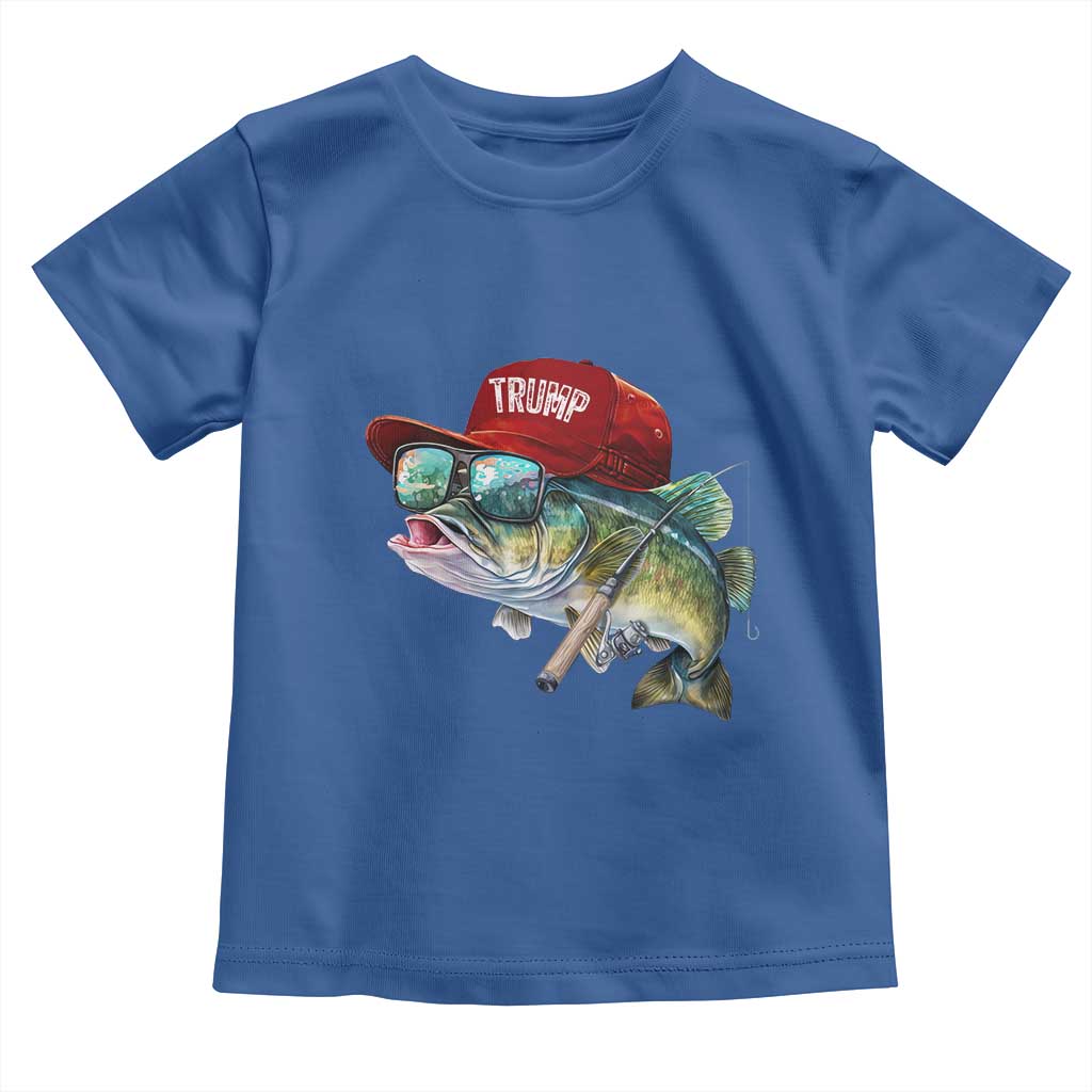 Trump Fishing Toddler T Shirt American Flag Bass Fish Fisherman TS10 Royal Blue Print Your Wear