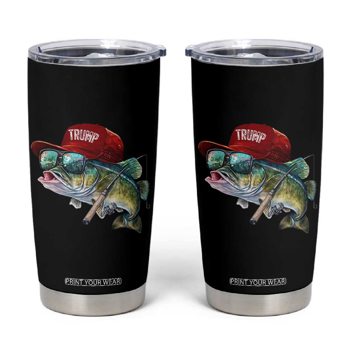 Trump Fishing Tumbler Cup American Flag Bass Fish Fisherman TS10 Black Print Your Wear