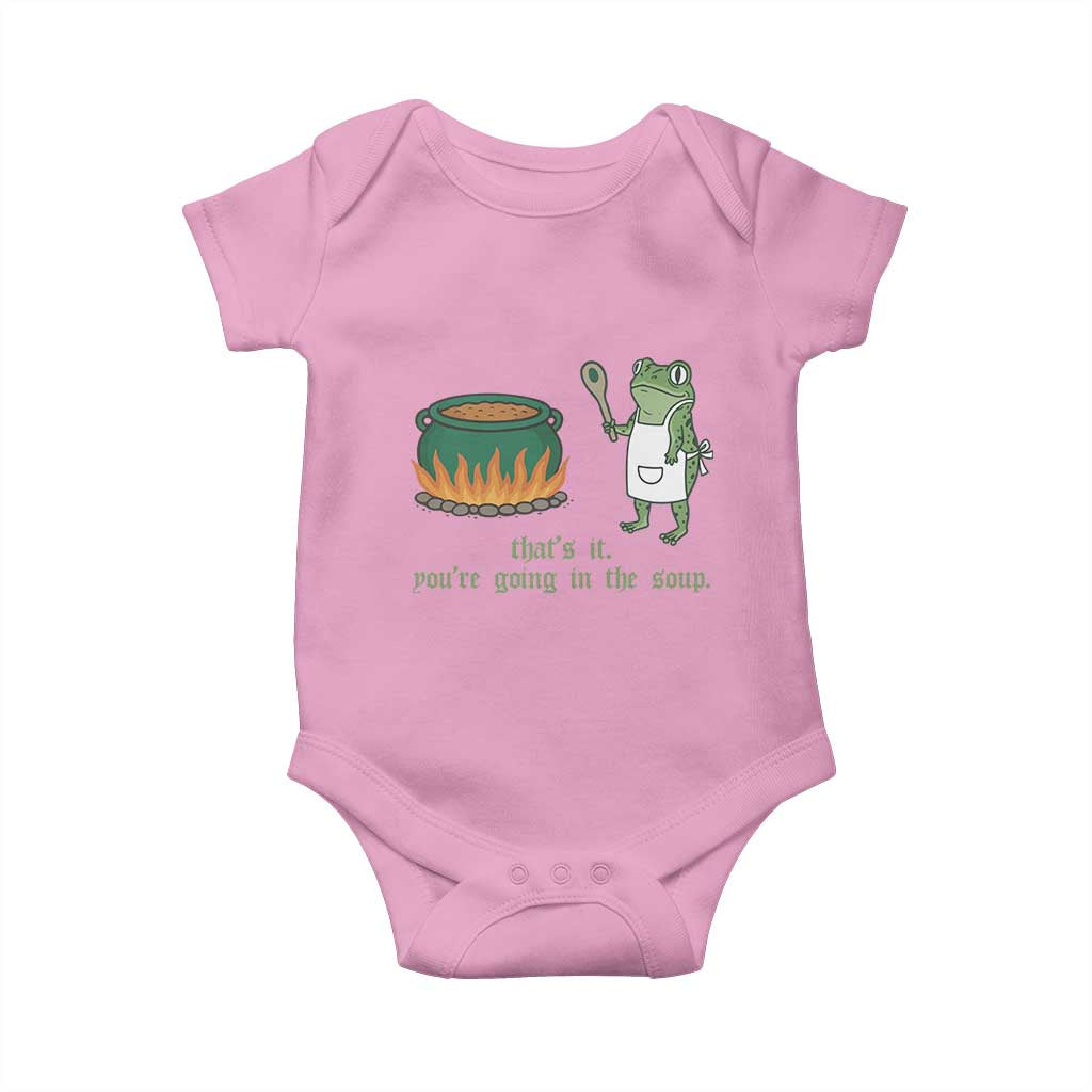 Funny Frog Baby Onesie Thats It You're Going In The Soup Weird Weirdcore Meme TS10 Light Pink Print Your Wear