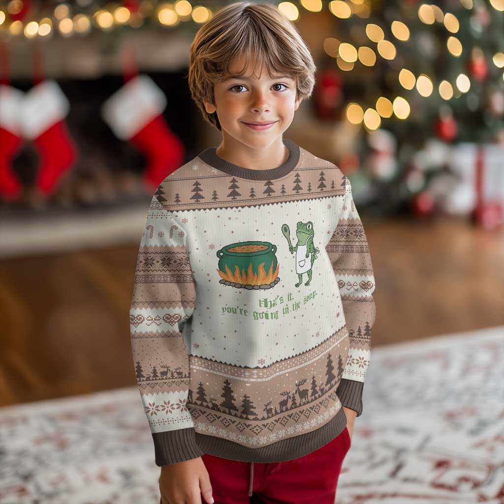 Funny Frog Ugly Christmas Sweater Thats It You're Going In The Soup Weird Weirdcore Meme TS10 Mocha Mousse Print Your Wear