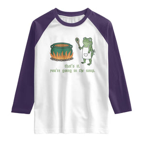 Funny Frog Raglan Shirt Thats It You're Going In The Soup Weird Weirdcore Meme TS10 White Purple Print Your Wear