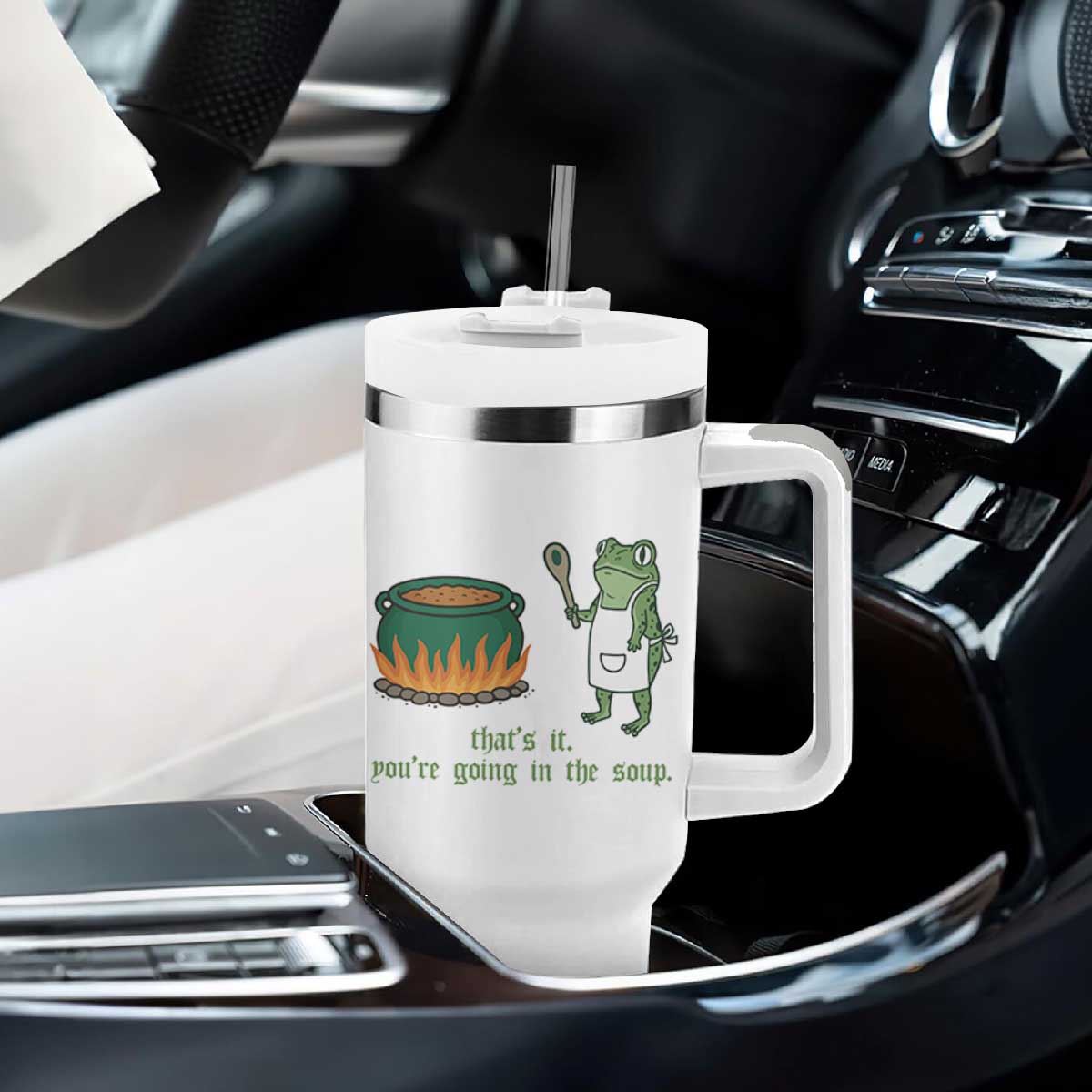 Funny Frog Tumbler With Handle Thats It You're Going In The Soup Weird Weirdcore Meme TS10 Print Your Wear