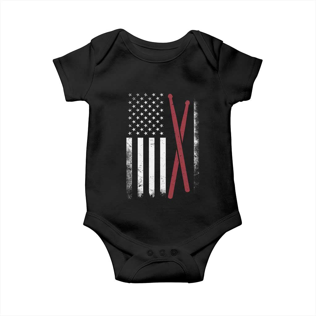 American Flag Drumsticks Baby Onesie USA Drummers Vintage Drum Sticks TS10 Black Print Your Wear