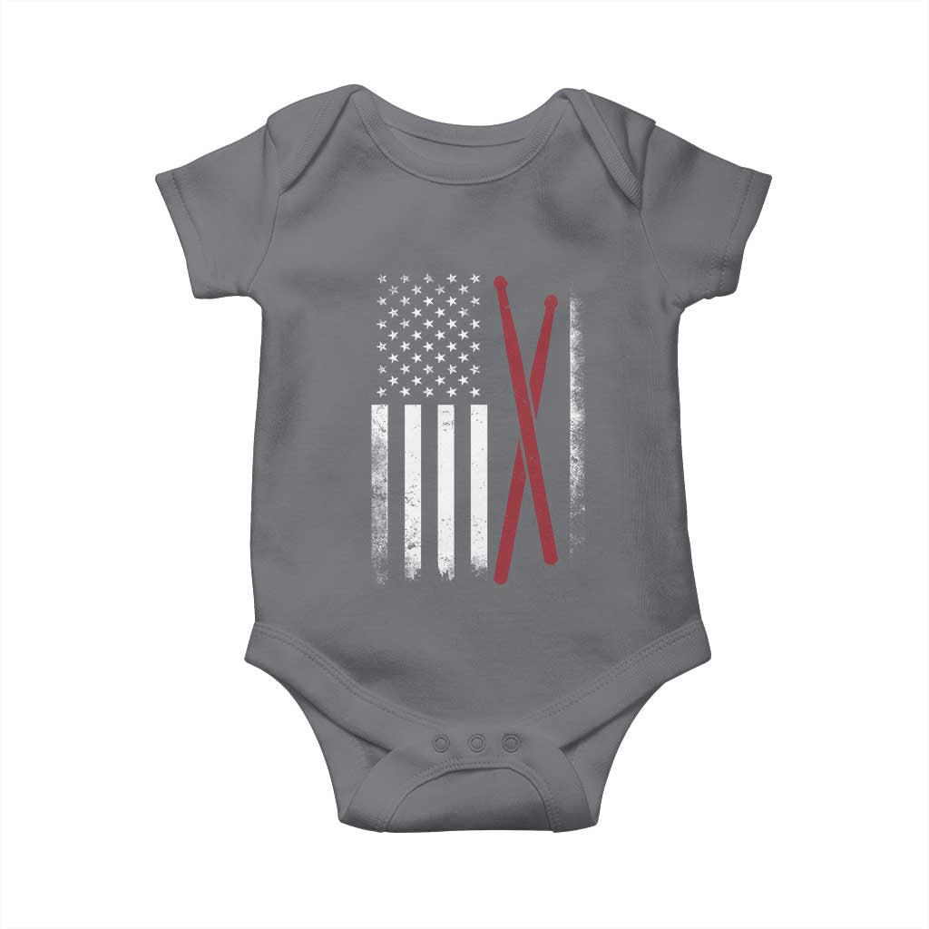 American Flag Drumsticks Baby Onesie USA Drummers Vintage Drum Sticks TS10 Charcoal Print Your Wear