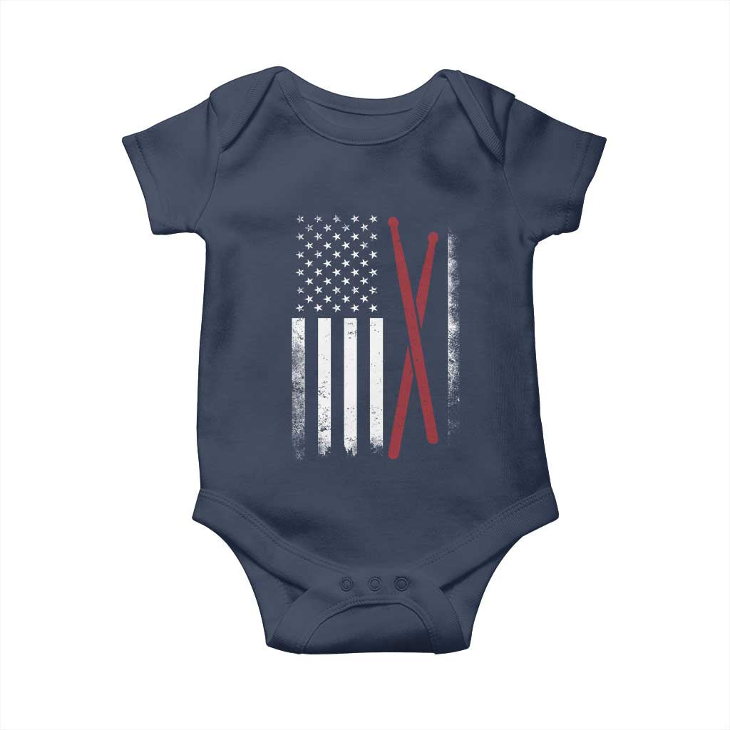 American Flag Drumsticks Baby Onesie USA Drummers Vintage Drum Sticks TS10 Navy Print Your Wear
