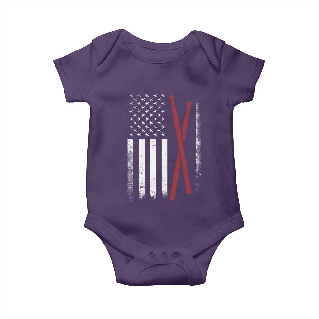 American Flag Drumsticks Baby Onesie USA Drummers Vintage Drum Sticks TS10 Purple Print Your Wear