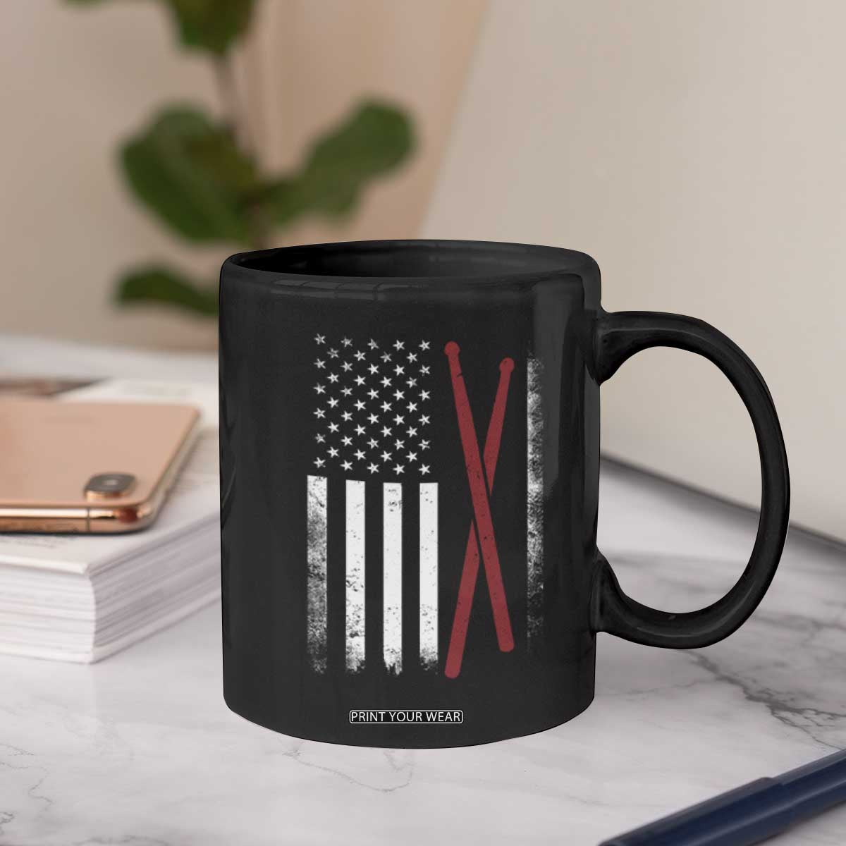 American Flag Drumsticks Coffee Mug USA Drummers Vintage Drum Sticks TS10 Print Your Wear