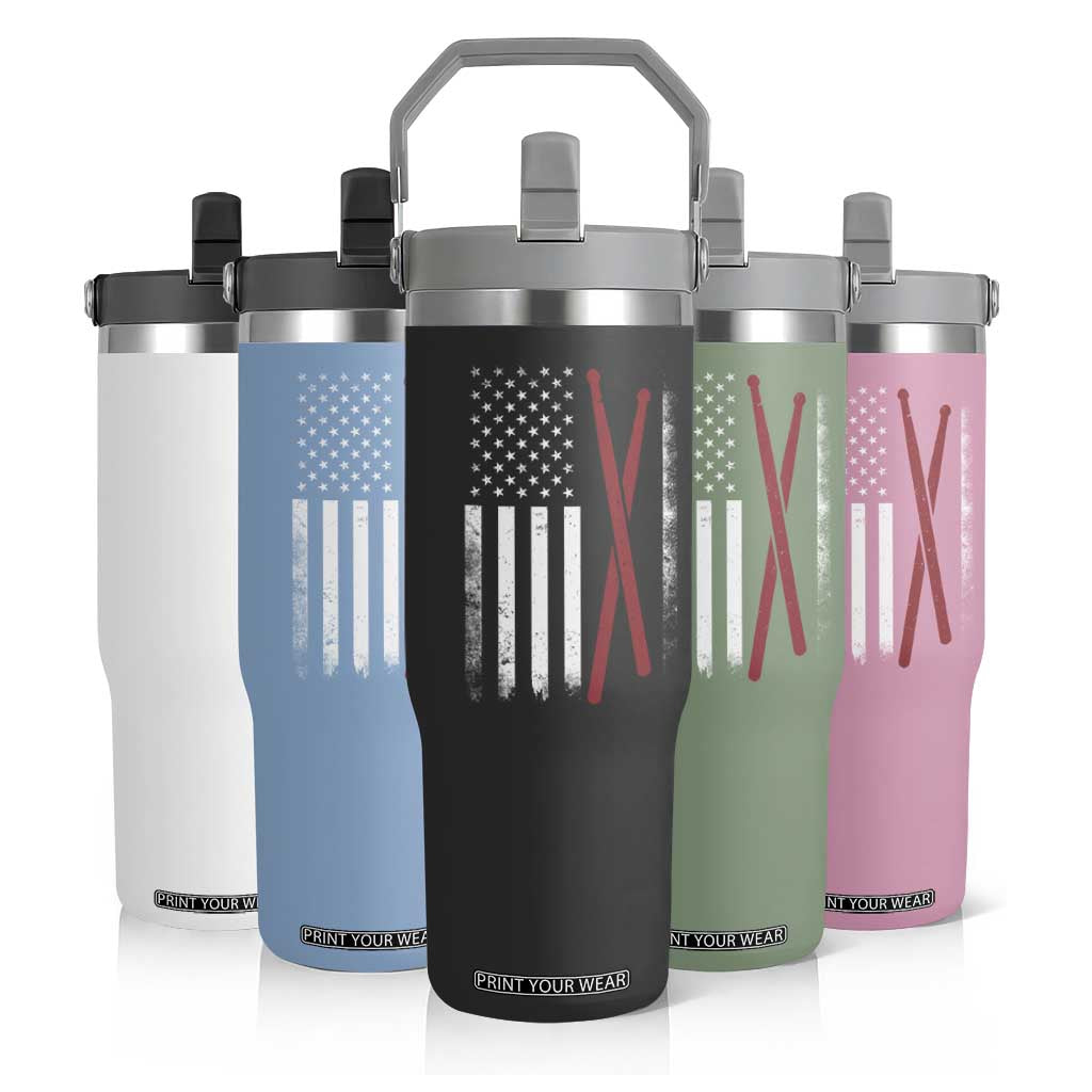 American Flag Drumsticks Flip Straw Tumbler USA Drummers Vintage Drum Sticks TS10 Print Your Wear