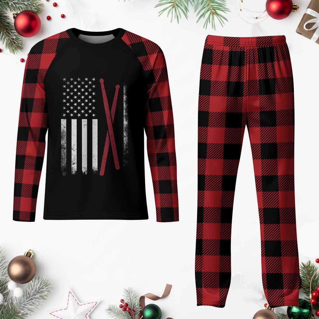 American Flag Drumsticks Plaid Pajama Set USA Drummers Vintage Drum Sticks TS10 Buffalo Plaid Print Your Wear
