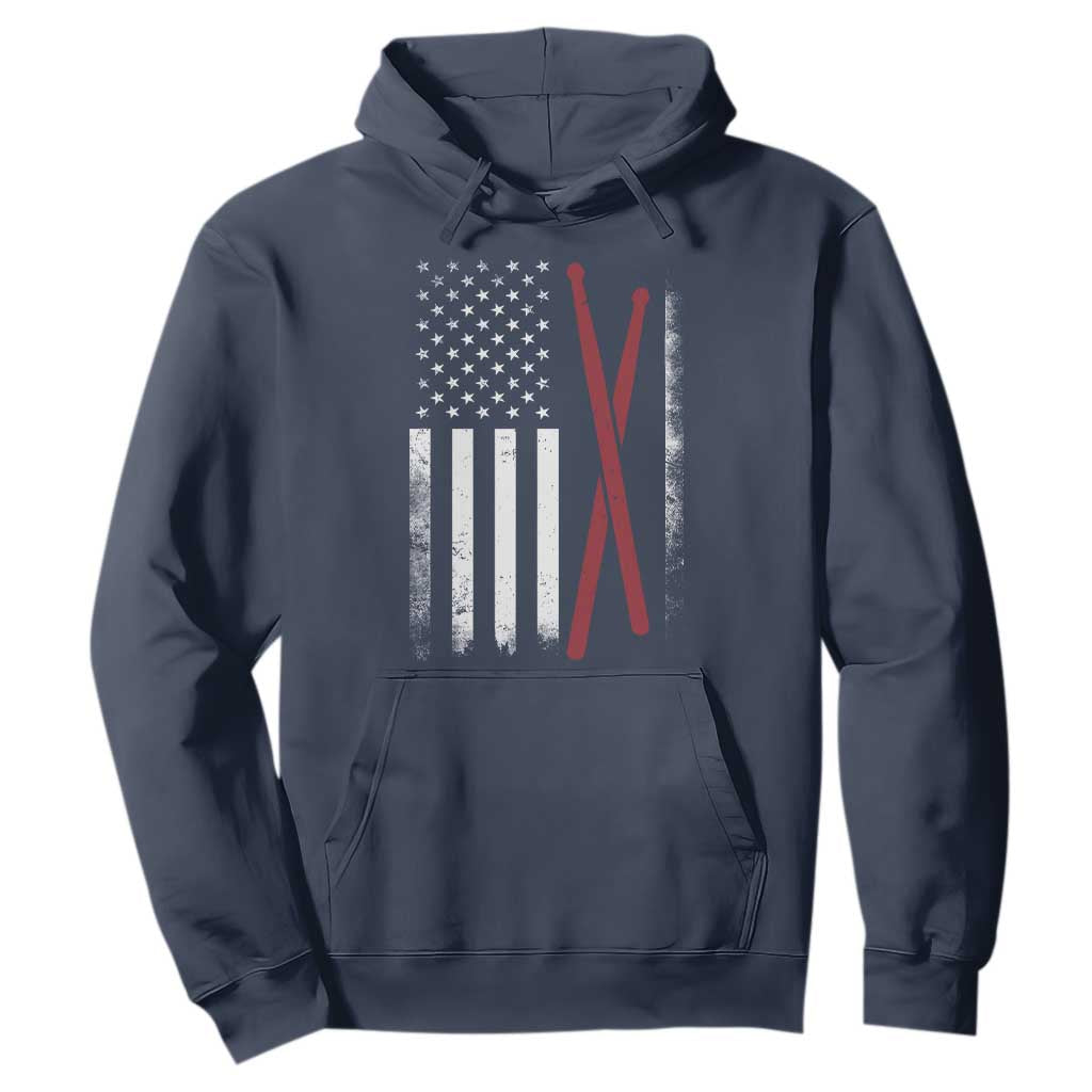 American Flag Drumsticks Hoodie USA Drummers Vintage Drum Sticks TS10 Navy Print Your Wear