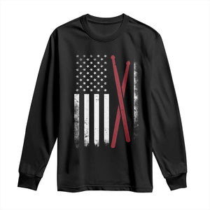 American Flag Drumsticks Long Sleeve Shirt USA Drummers Vintage Drum Sticks TS10 Black Print Your Wear