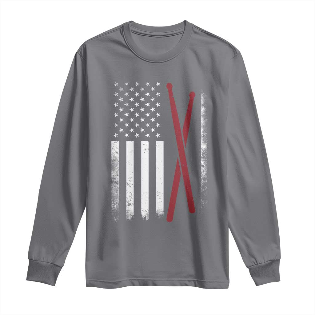 American Flag Drumsticks Long Sleeve Shirt USA Drummers Vintage Drum Sticks TS10 Charcoal Print Your Wear
