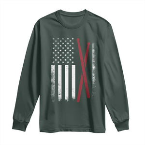 American Flag Drumsticks Long Sleeve Shirt USA Drummers Vintage Drum Sticks TS10 Dark Forest Green Print Your Wear