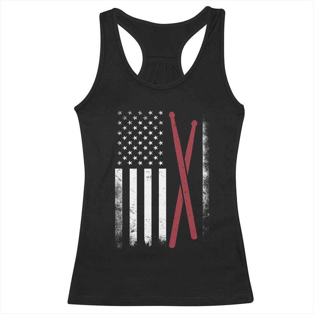 American Flag Drumsticks Racerback Tank Top USA Drummers Vintage Drum Sticks TS10 Black Print Your Wear